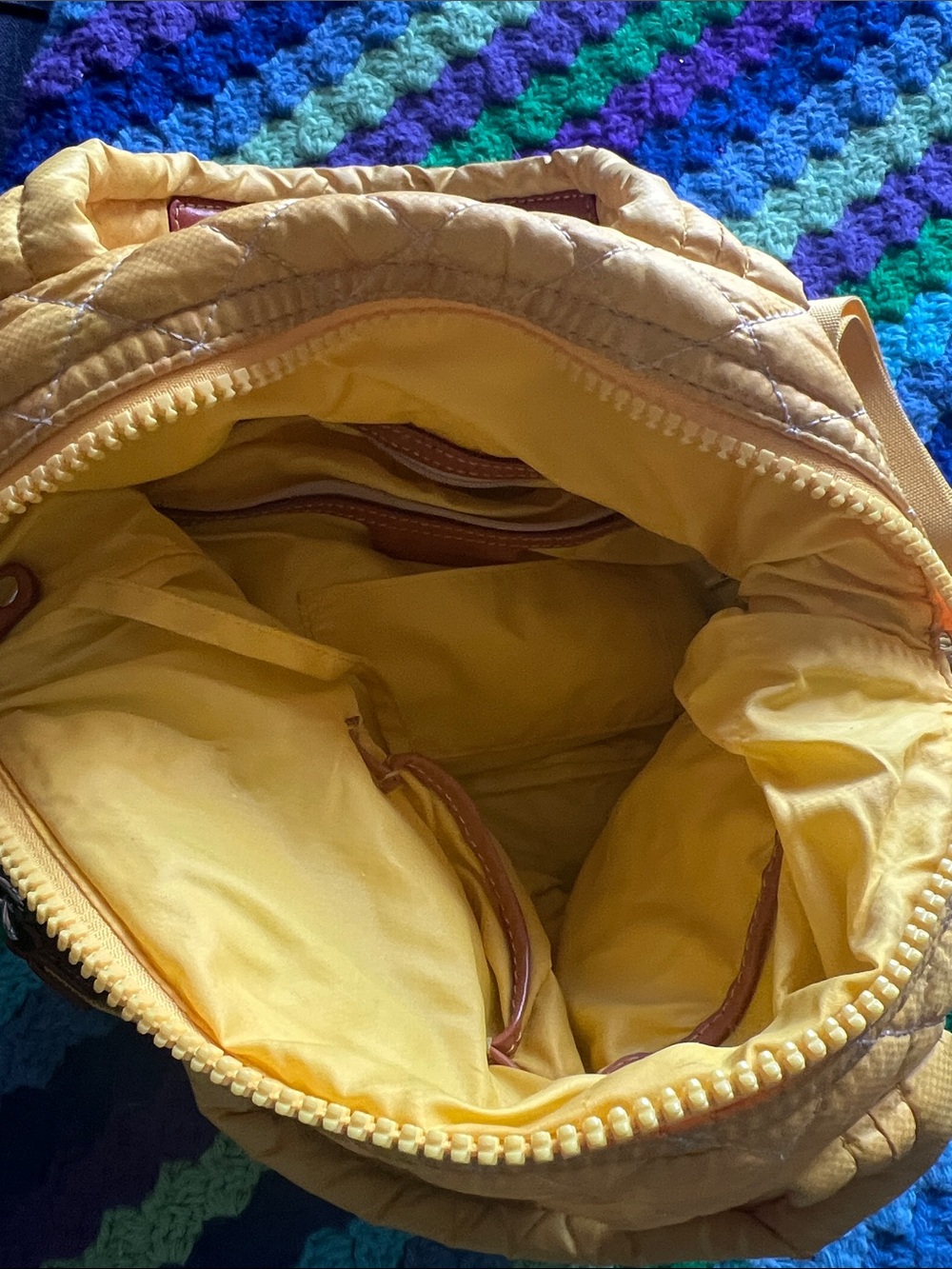 MZ Wallace Yellow Blue Ombre Quilted Crossbody Tote - Picture 6 of 11